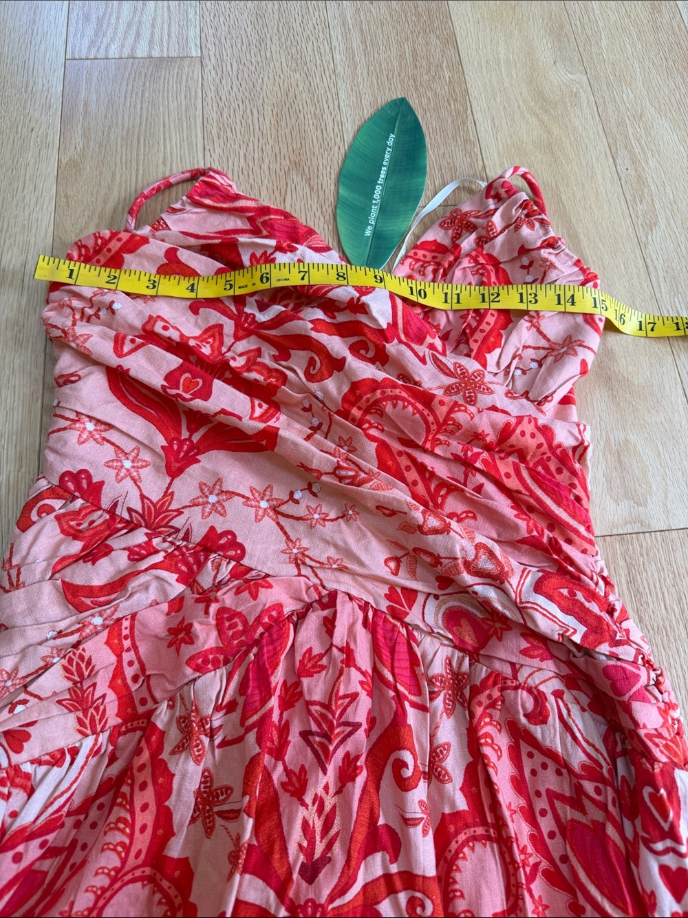 New! Farm Rio small linen blend crossover back tie string jaipur midi dress. - Picture 10 of 13